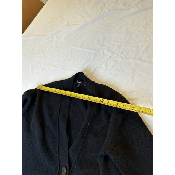 Theory Women’s Mid Length Soft 100% Cashmere V-neck Cardigan Petite Small Black - Picture 8 of 9